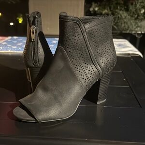 American Eagle By Payless Black Peep-Toe Ankle Booties